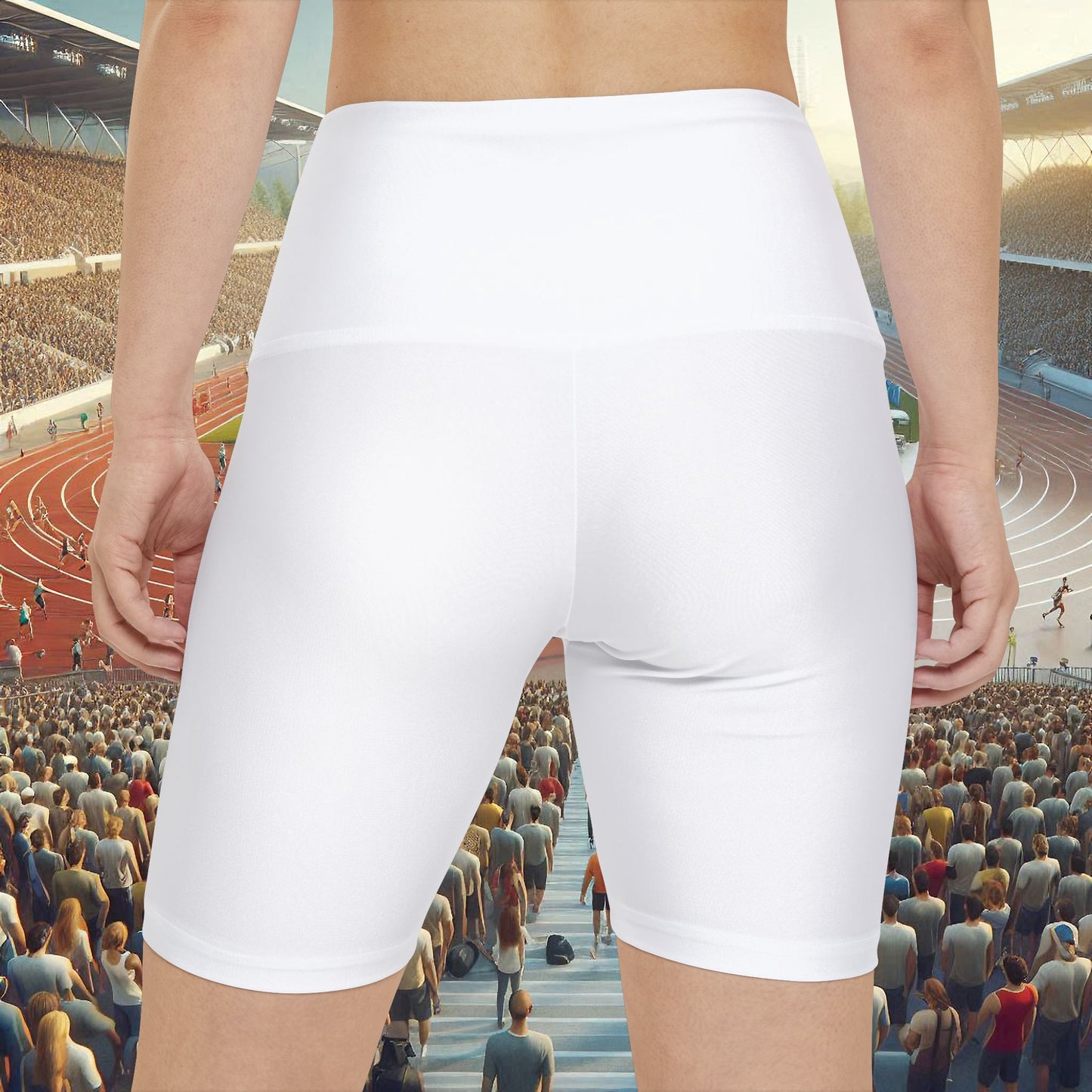 Ye Fleet White Biker Shorts, Yoga Shorts - Women's Workout Shorts