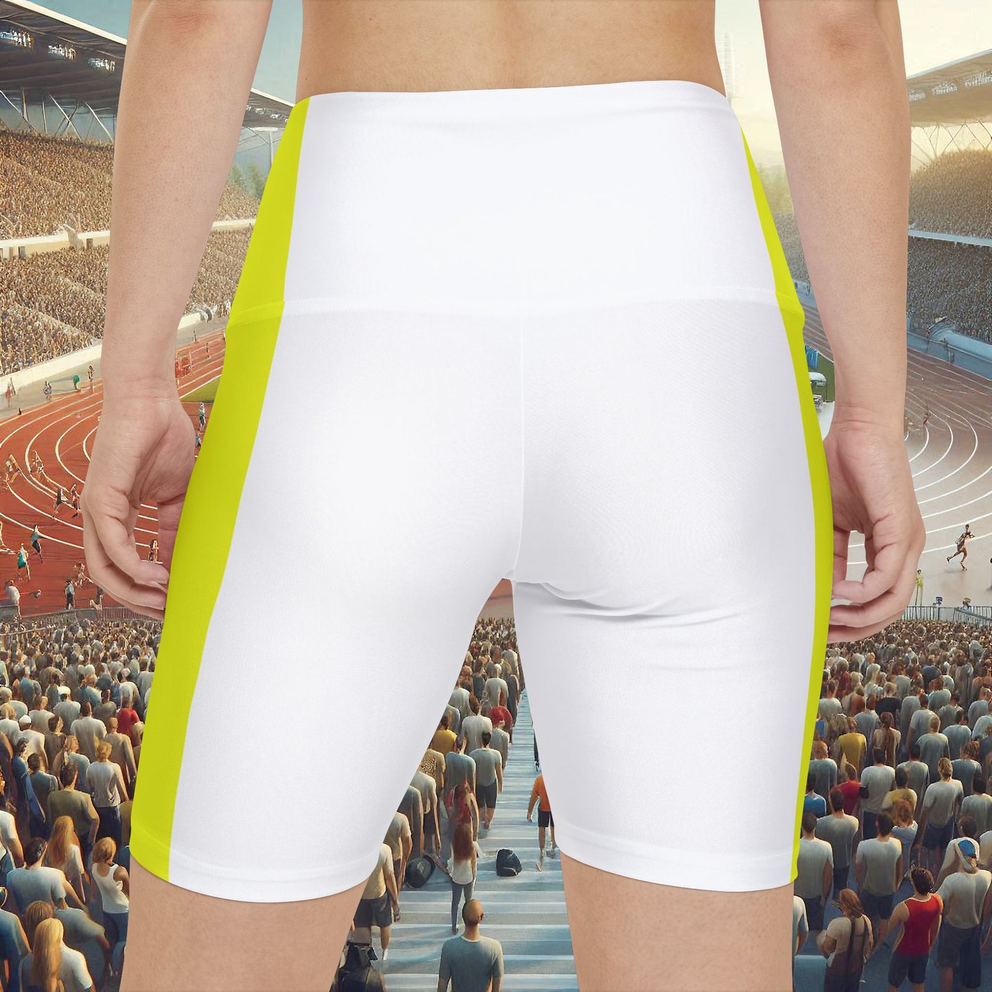 Ye Fleet Vertical Striped White - Women's Workout Shorts