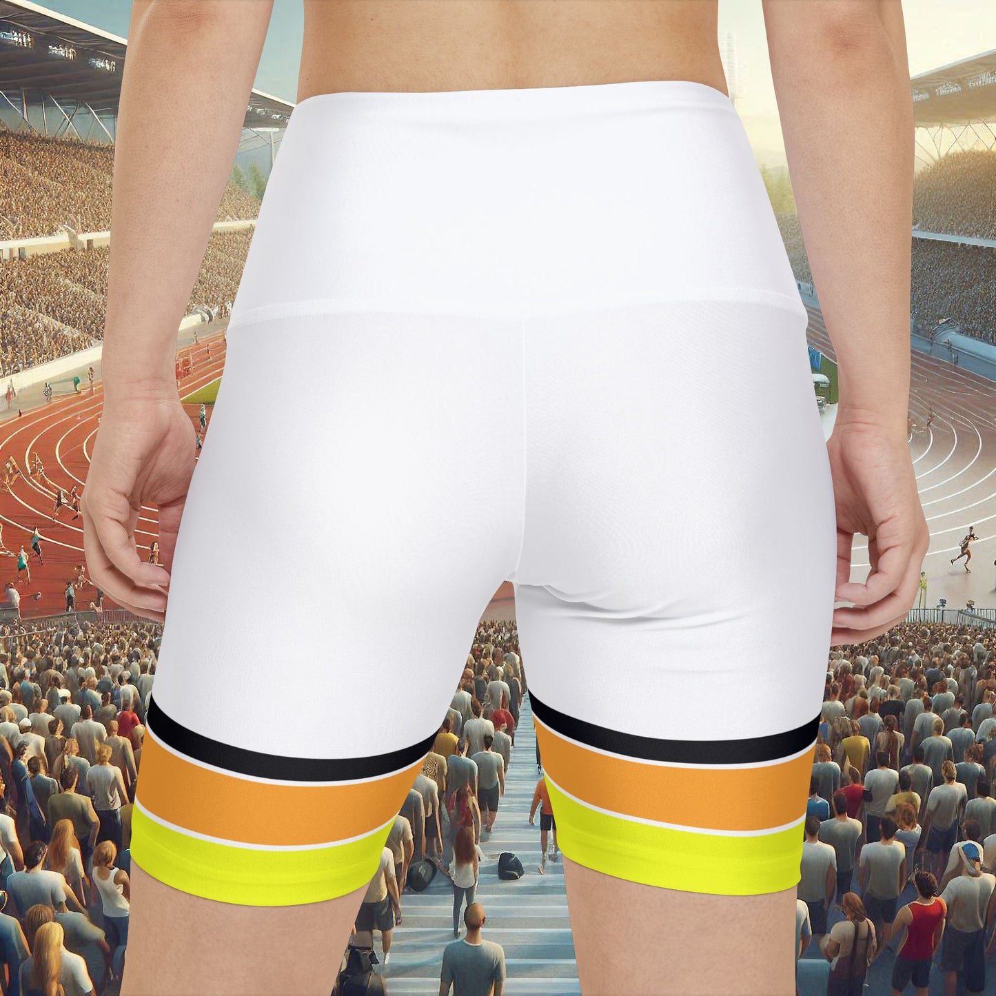 Ye Fleet Horizontally Striped White - Women's Workout Shorts