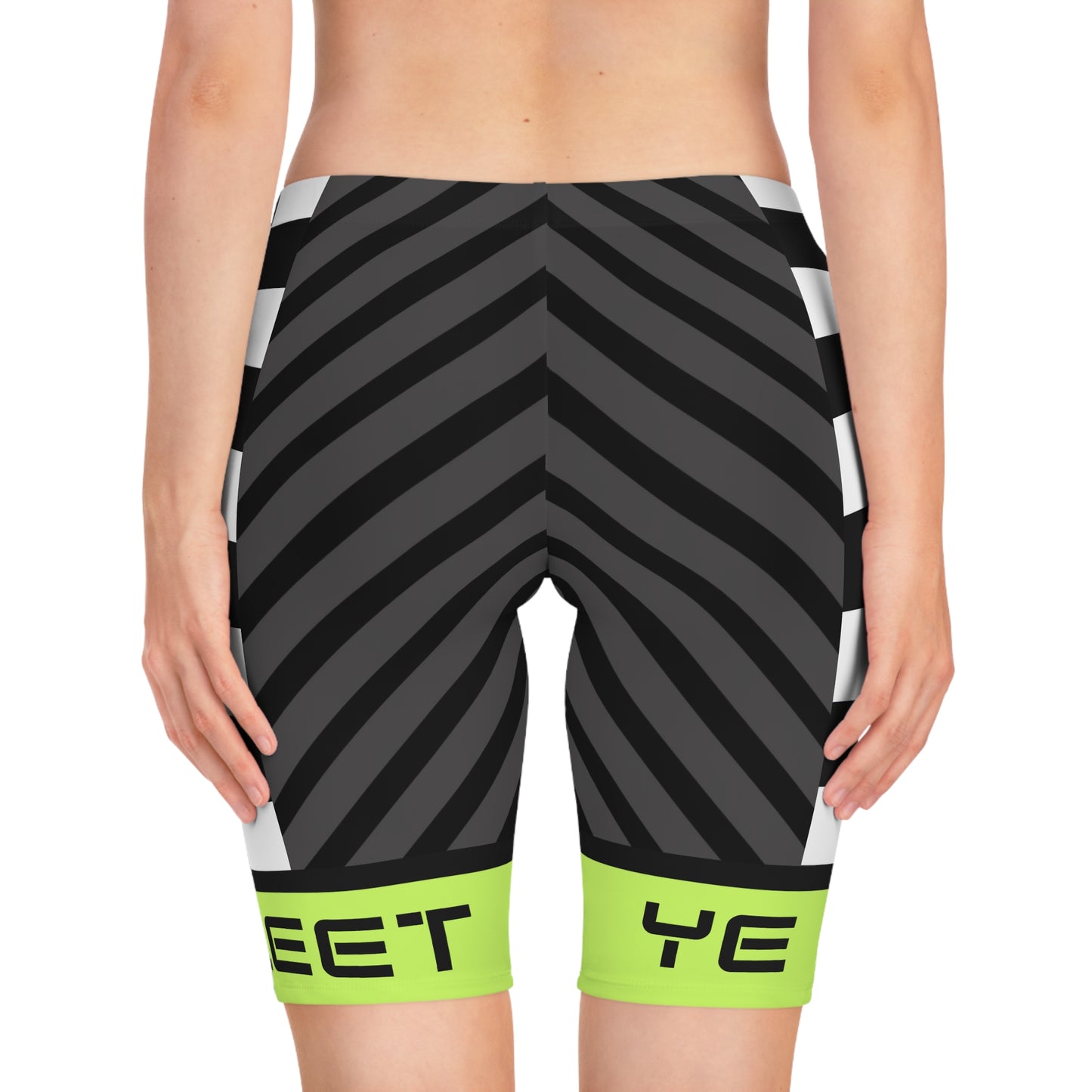 Ye Fleet Cycling Green Stripes and Checkerboard Bike Shorts