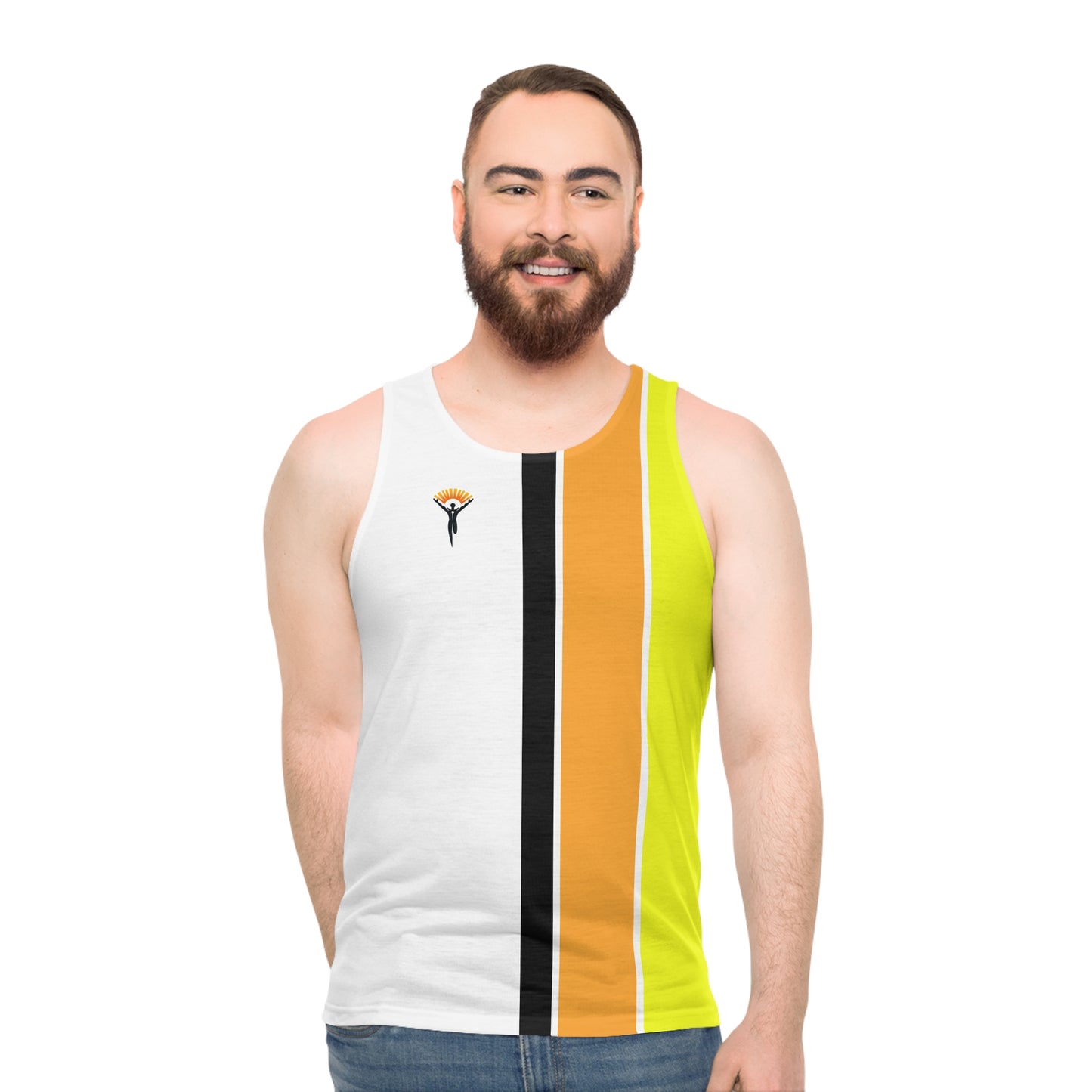 Ye Fleet Vertical Stripes on White Vertical Striped Unisex Tank Top (AOP)