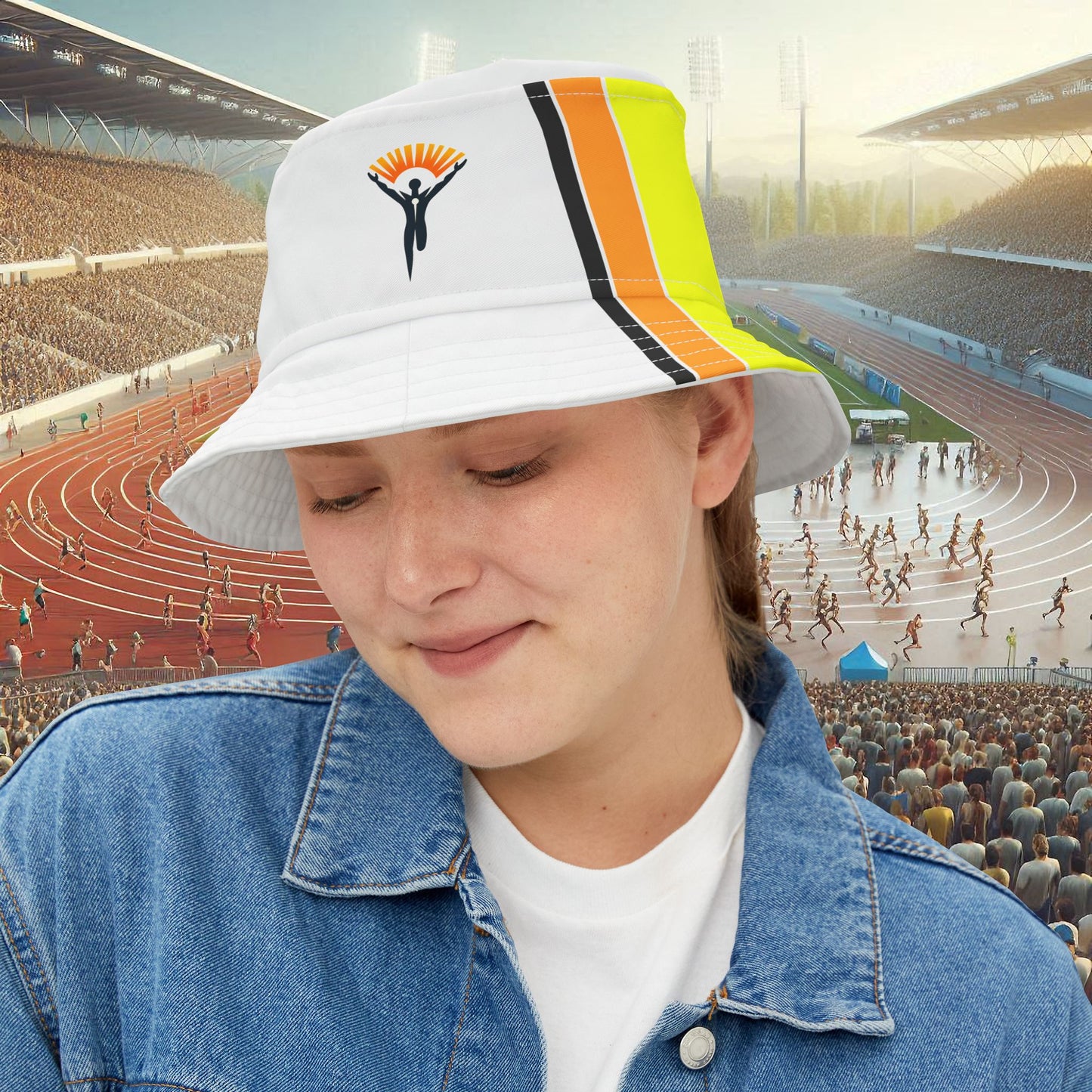 Ye Fleet White Bucket Hat with Stripes (AOP)