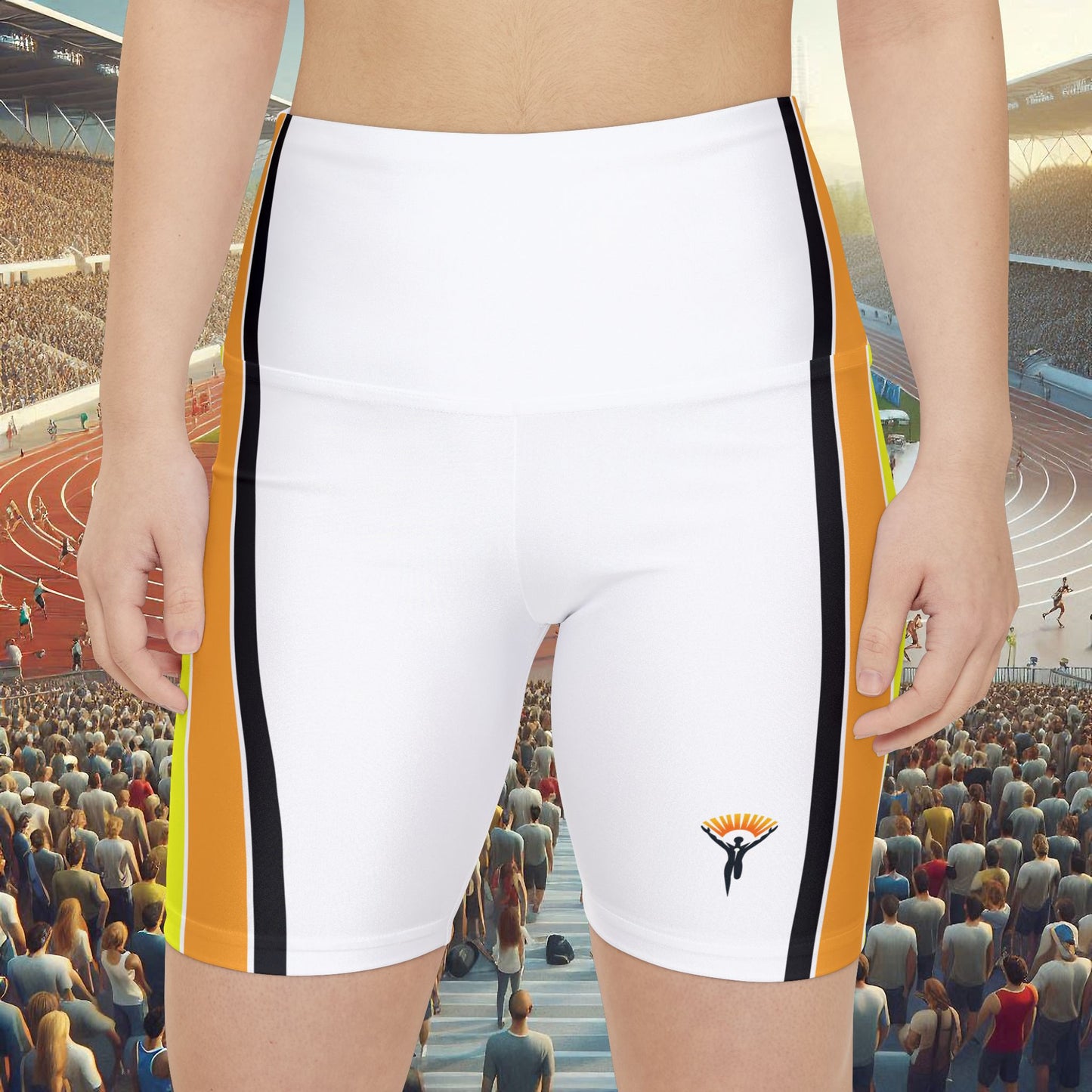 Ye Fleet Vertical Striped White - Women's Workout Shorts