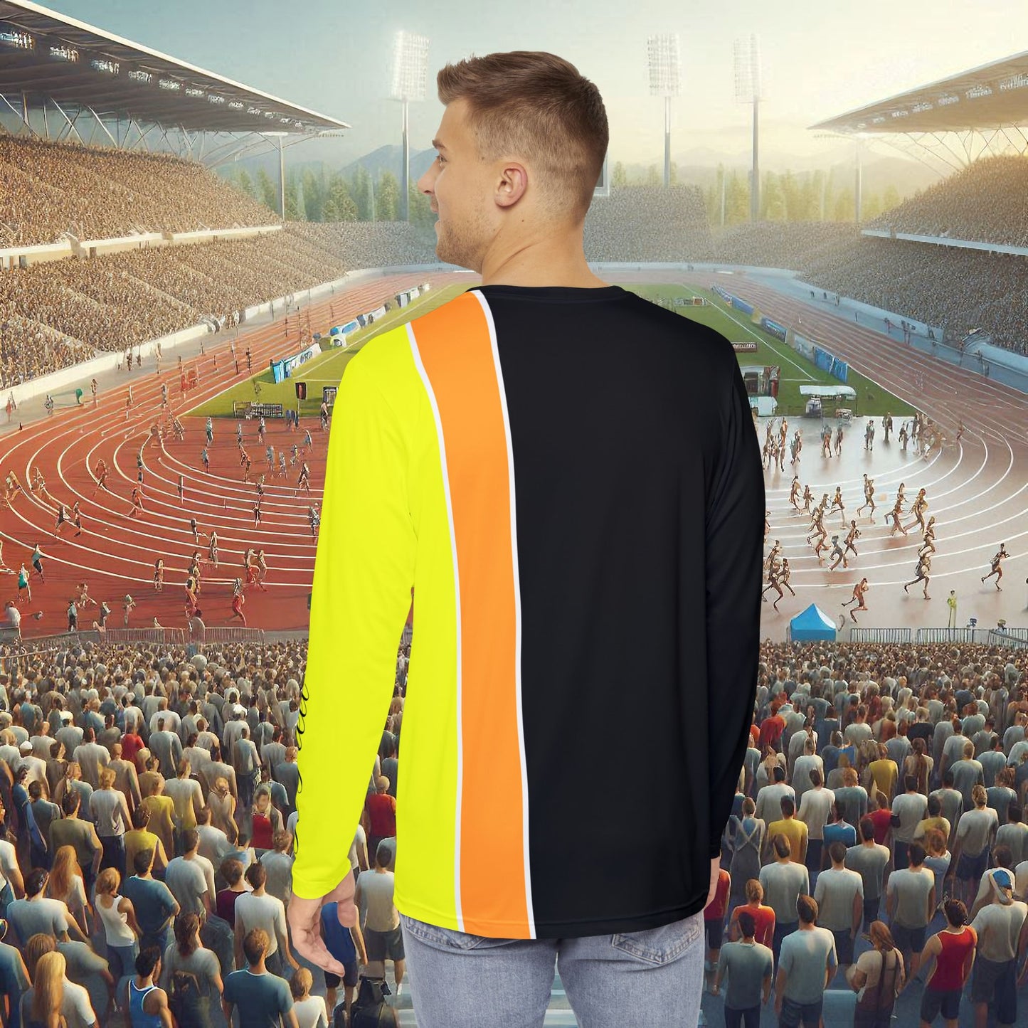 Ye Fleet Vertical Stripes on Black Men's Long Sleeve Shirt (AOP)