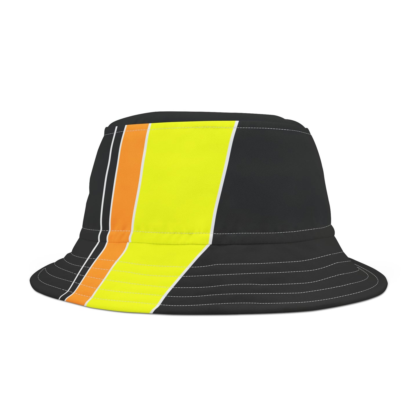 Ye Fleet Black Striped Bucket Hat with Stripes (AOP)