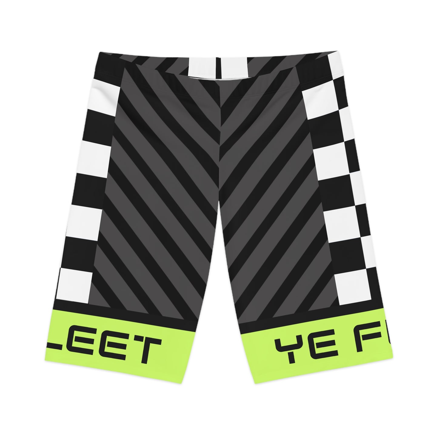 Ye Fleet Cycling Green Stripes and  Checkerboard Bike Shorts