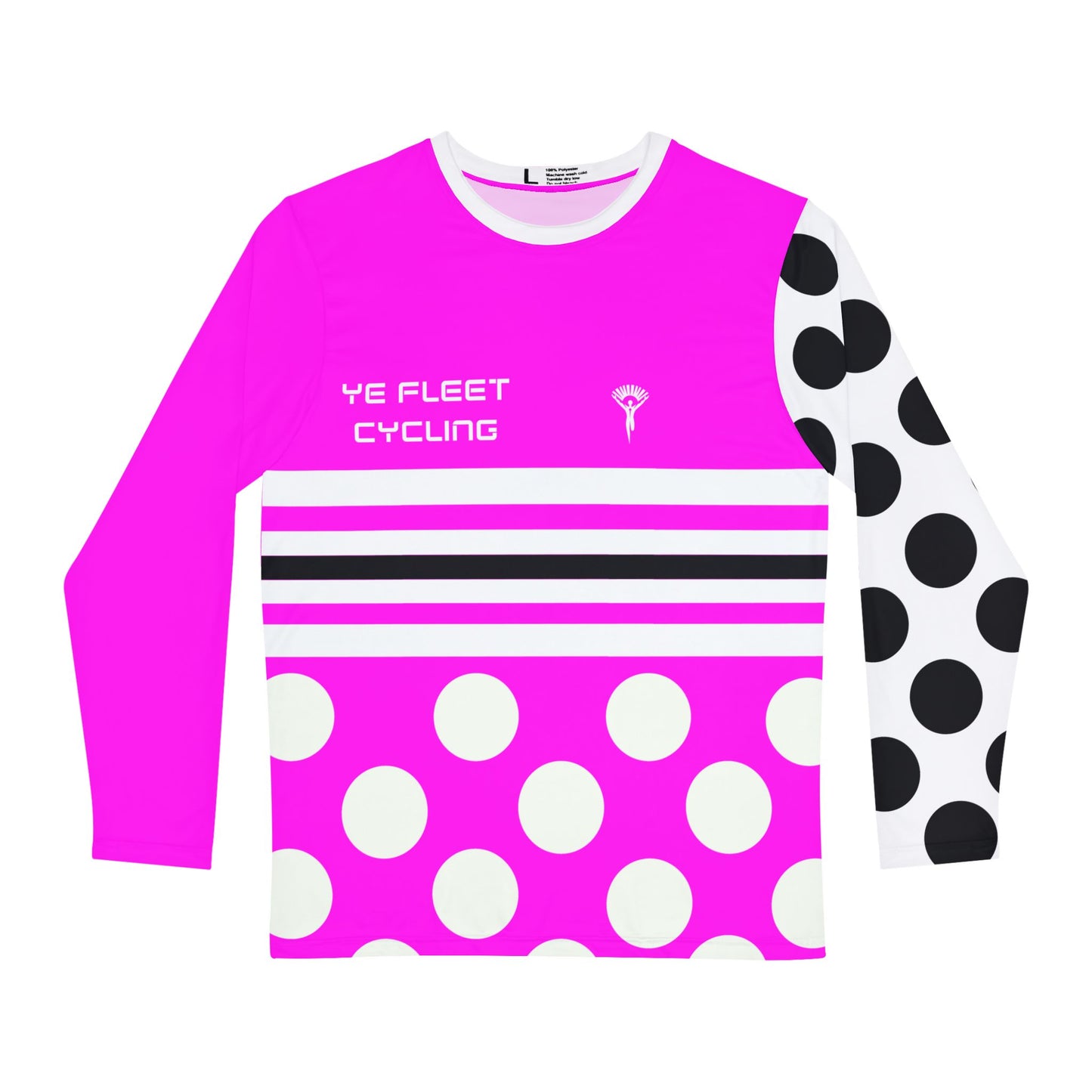 Ye Fleet Cycling Pink Stripes with Polka Dots Long Sleeve Shirt