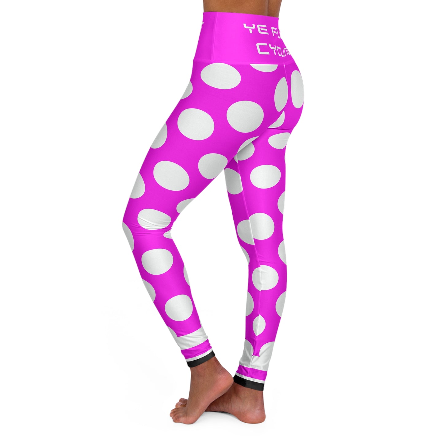 Ye Fleet High-Waisted Yoga Leggings — Pink Stripes & Polka Dots