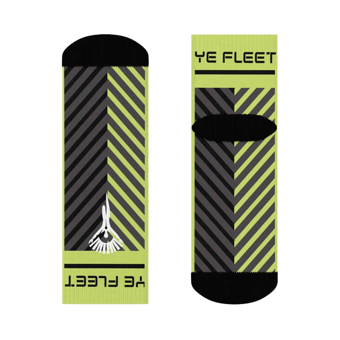 Ye Fleet Cycling Green Stripes Crew Socks