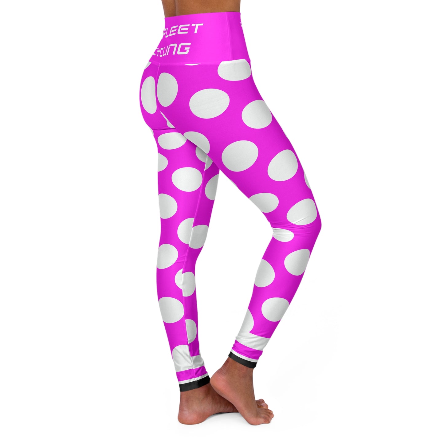 Ye Fleet High-Waisted Yoga Leggings — Pink Stripes & Polka Dots