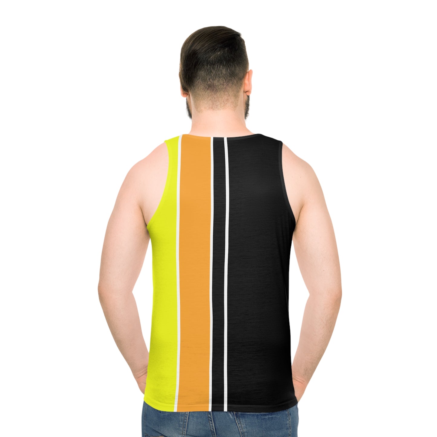 Ye Fleet Black Vertical Striped Unisex Tank Top (AOP)