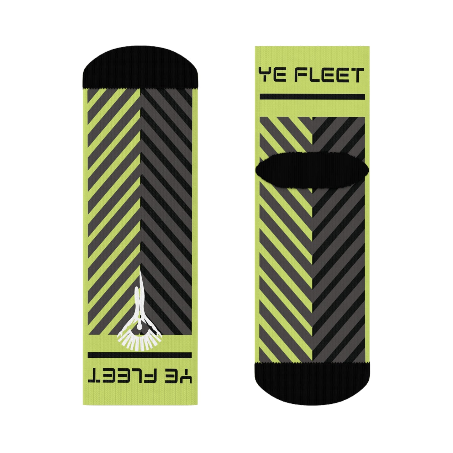 Ye Fleet Cycling Green Stripes Crew Socks