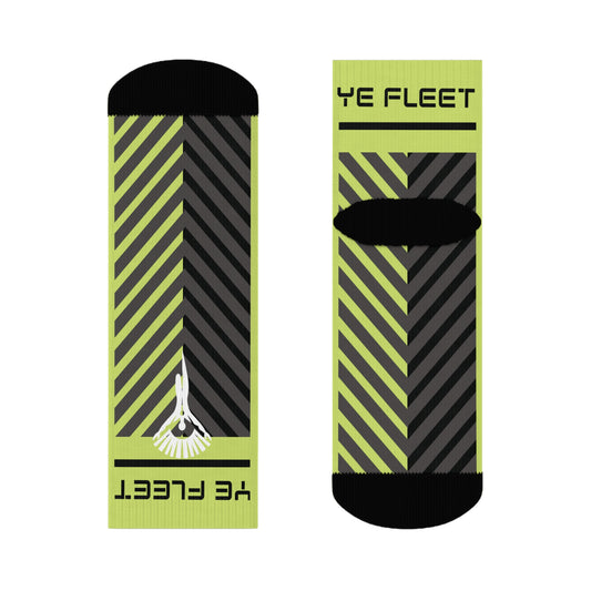 Ye Fleet Cycling Green Stripes Crew Socks