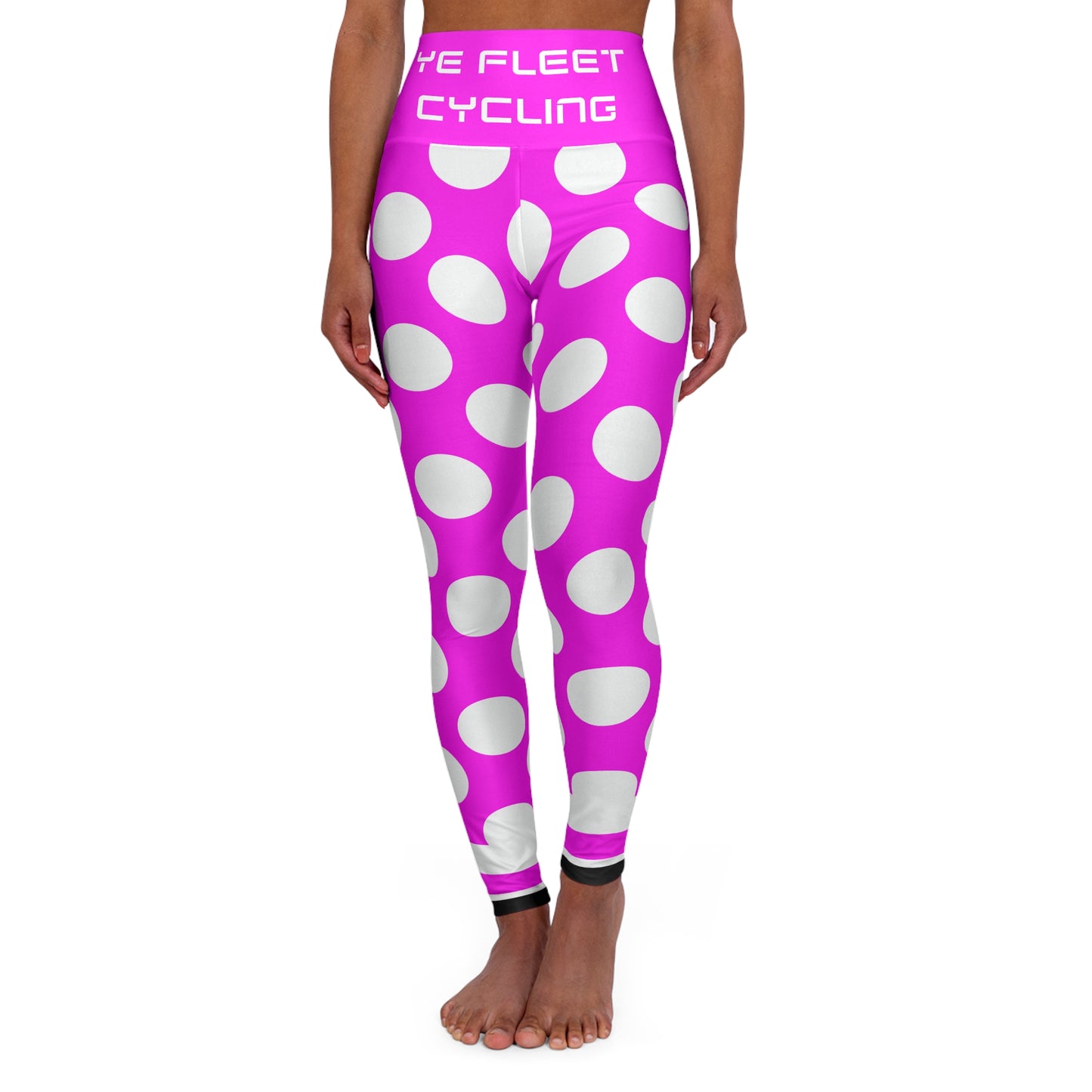 Ye Fleet High-Waisted Yoga Leggings — Pink Stripes & Polka Dots
