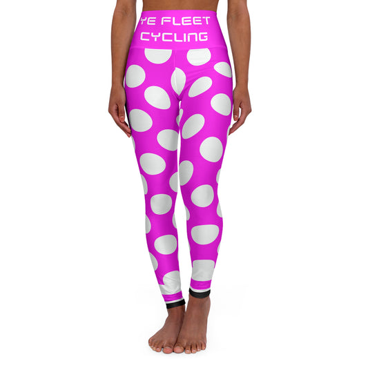 Ye Fleet High-Waisted Yoga Leggings — Pink Stripes & Polka Dots