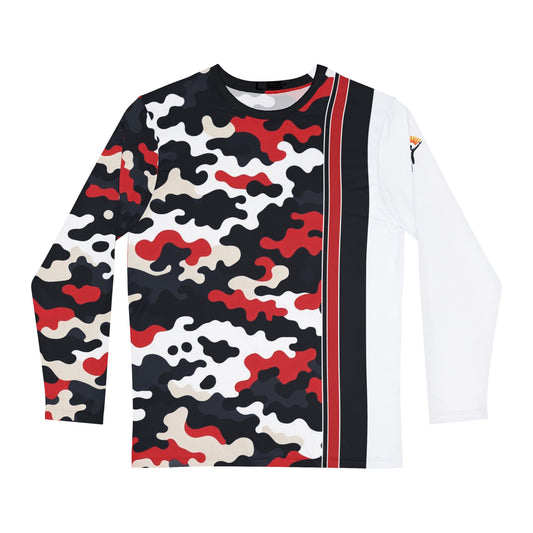 Ye Fleet Vertical Red White Black Men's Long Sleeve Shirt