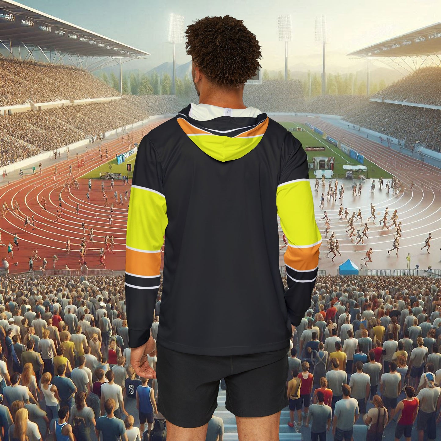 Ye Fleet Black Long Sleeve Performance Sports Hoodie for Men