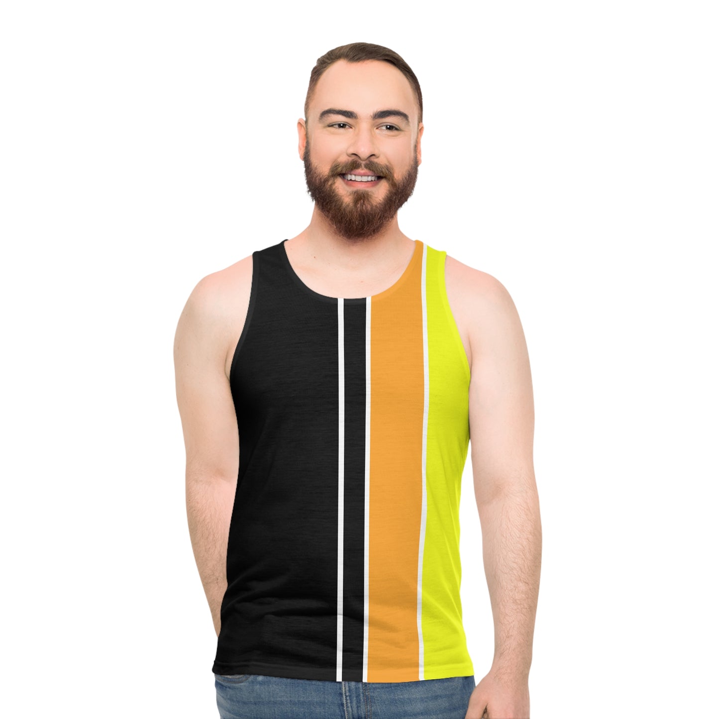 Ye Fleet Black Vertical Striped Unisex Tank Top (AOP)