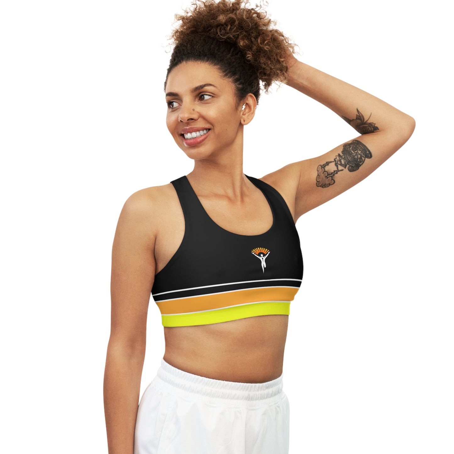Striped Sports Bra - Ye Fleet Horizontal on Black