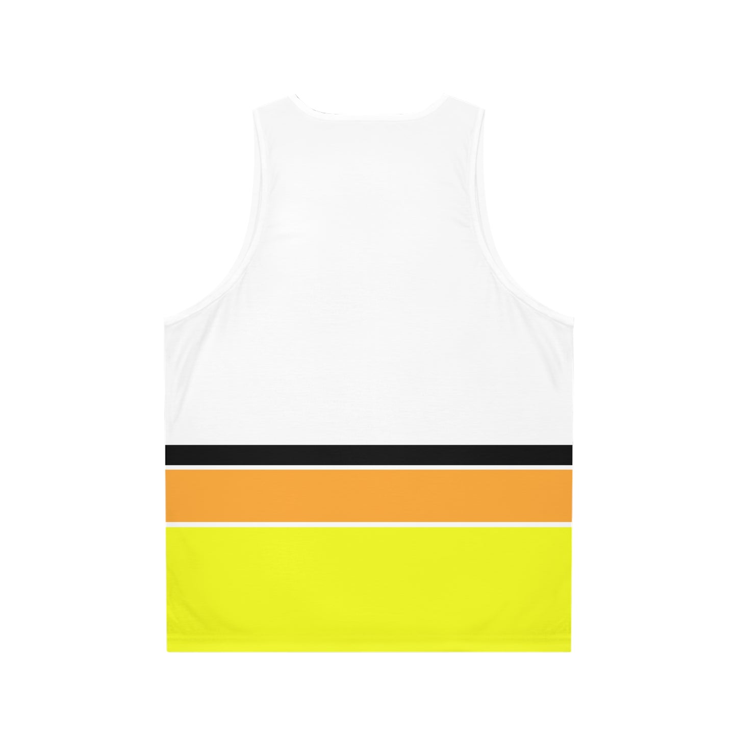 Ye Fleet Horizontal White Striped Unisex Tank Top (AOP)