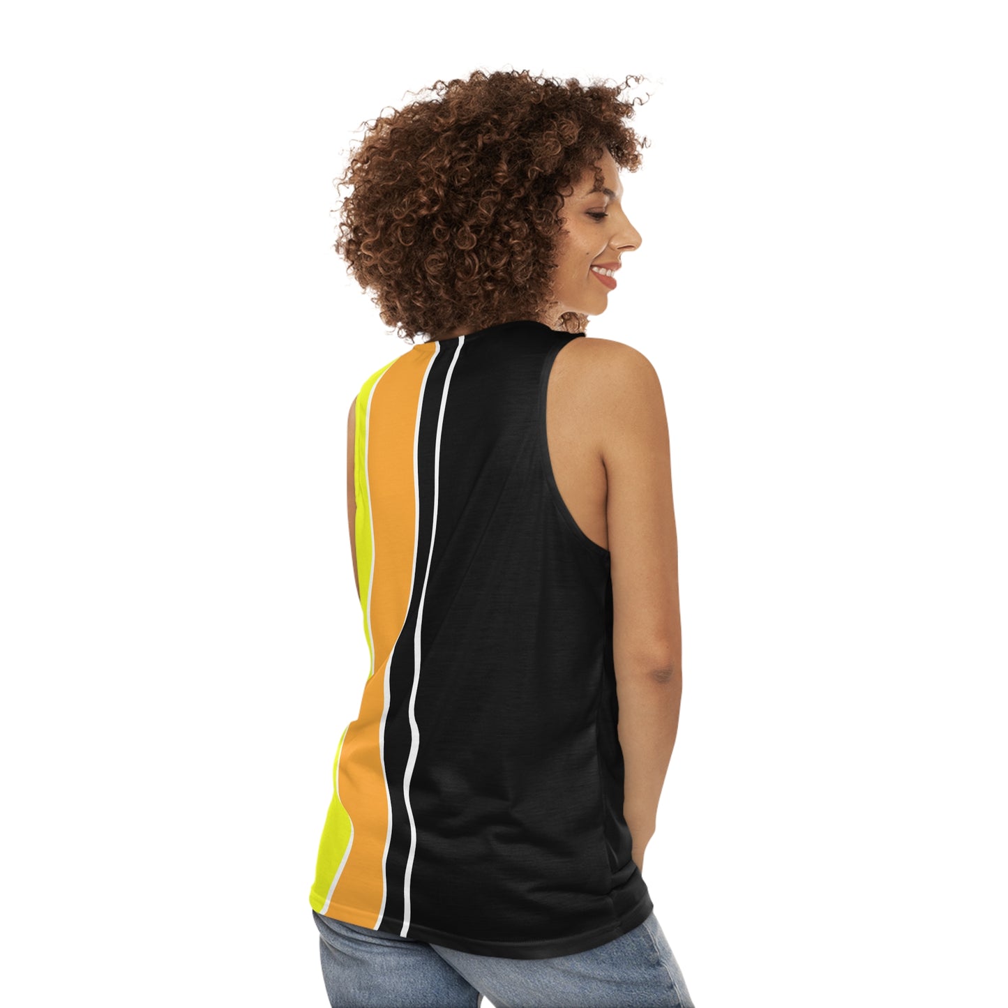 Ye Fleet Black Vertical Striped Unisex Tank Top (AOP)