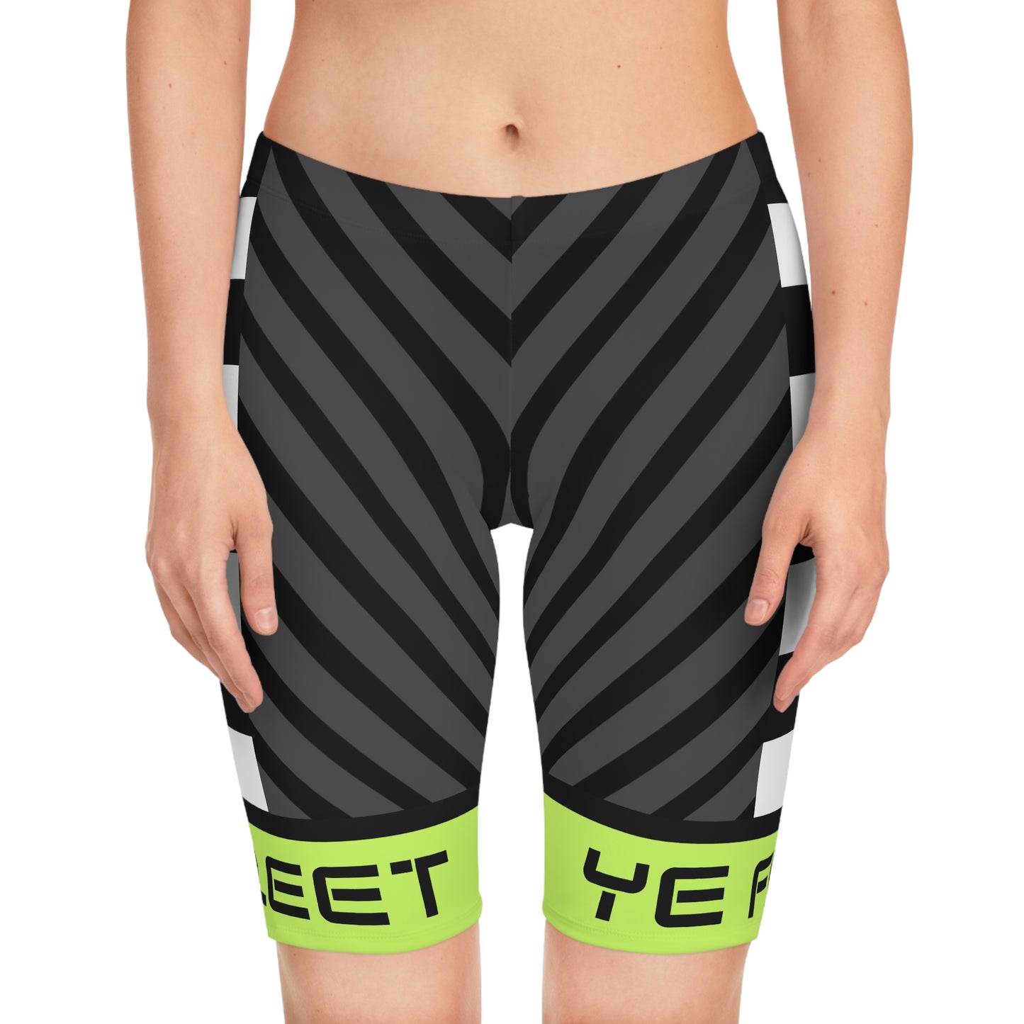 Ye Fleet Cycling Green Stripes and  Checkerboard Bike Shorts