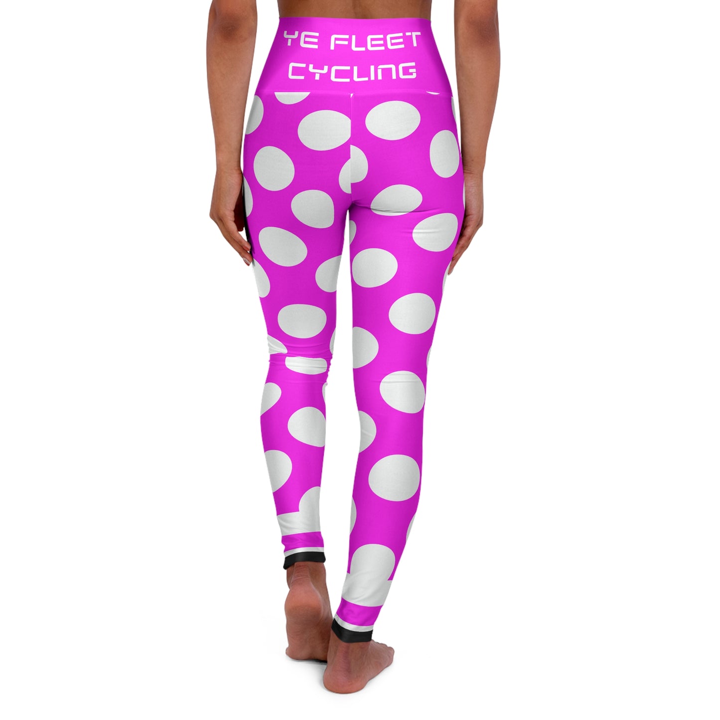 Ye Fleet High-Waisted Yoga Leggings — Pink Stripes & Polka Dots